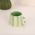 Ceramic Green Stripe  Coffee cup- 220ml (SET OF 4)