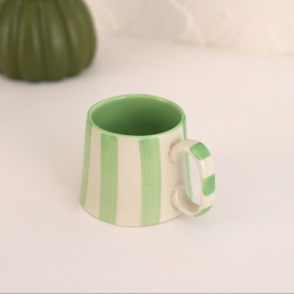 Ceramic Green Stripe  Coffee cup- 220ml (SET OF 4)