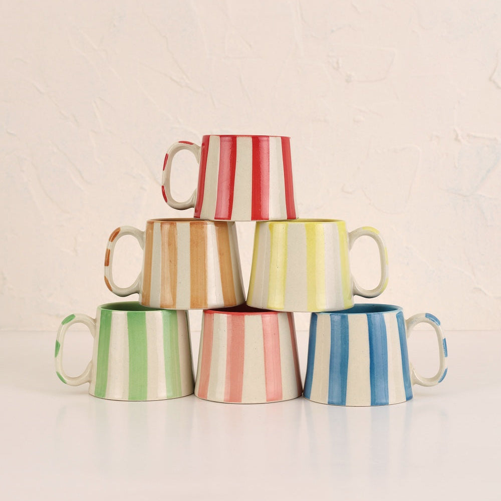 Ceramic Pink Stripe  Coffee cup- 220ml (SET OF 4)