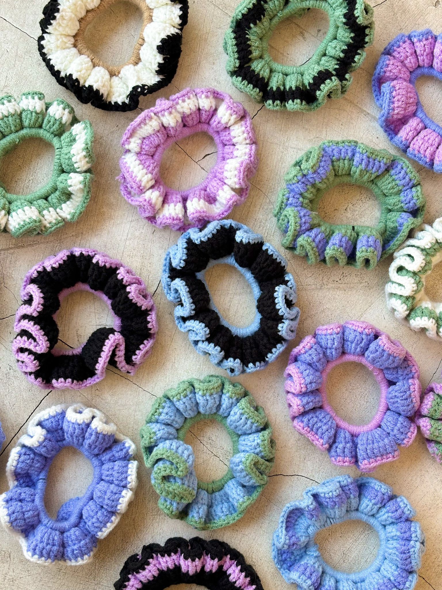 Cotton Crochet Scrunchie Assorted Set of 3