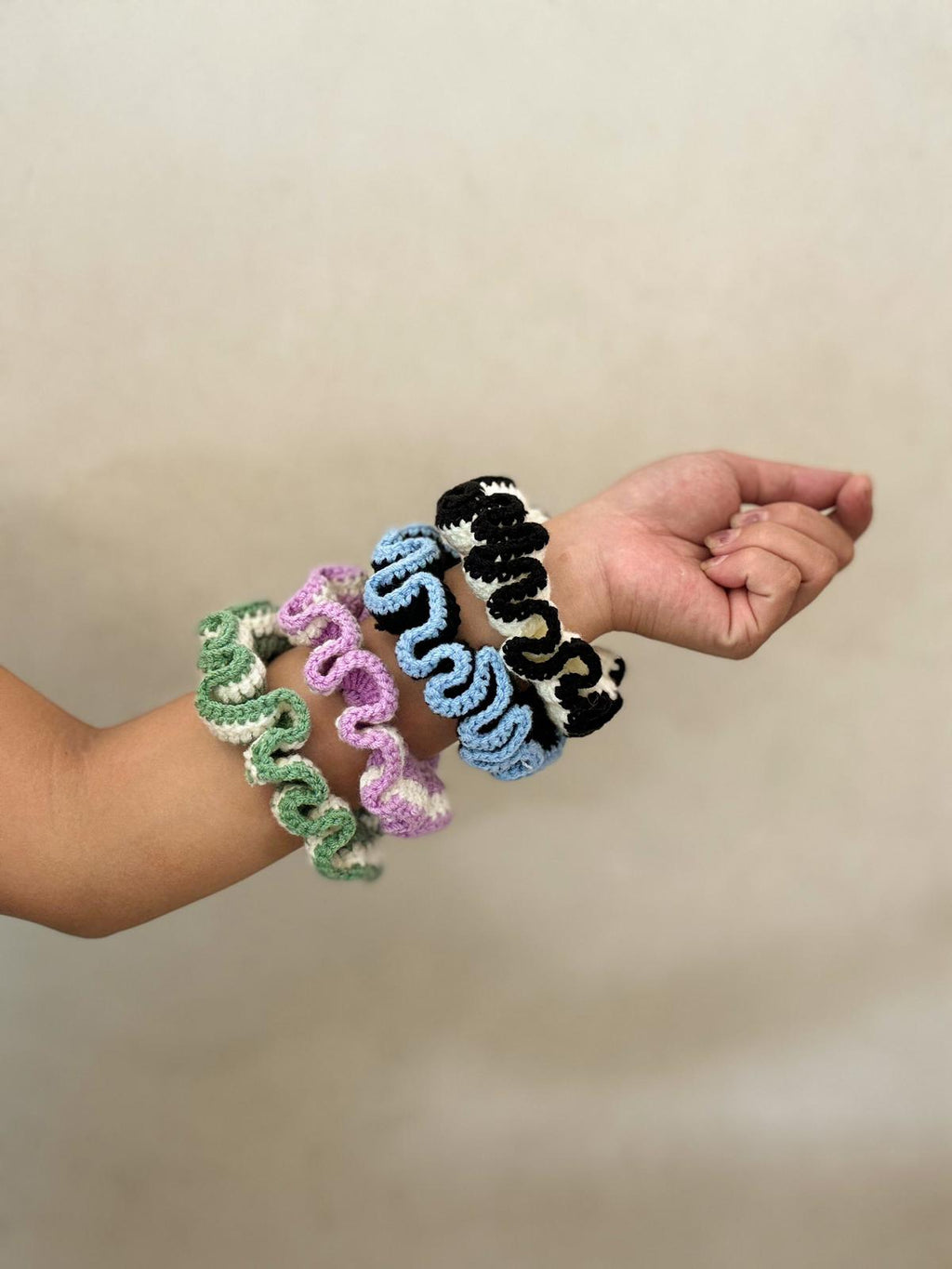 Cotton Crochet Scrunchie Assorted Set of 3
