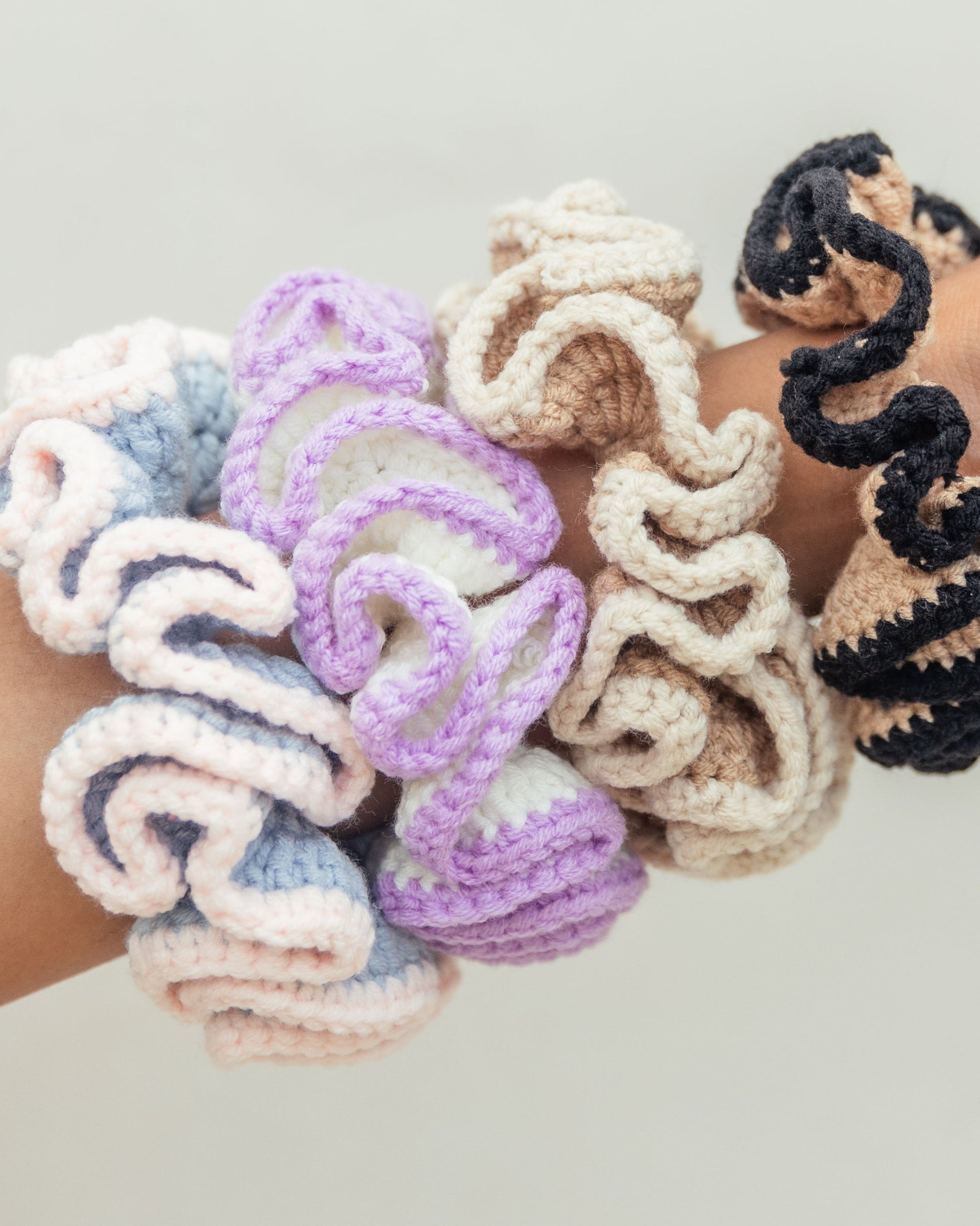 Cotton Crochet Scrunchie Assorted Set of 3